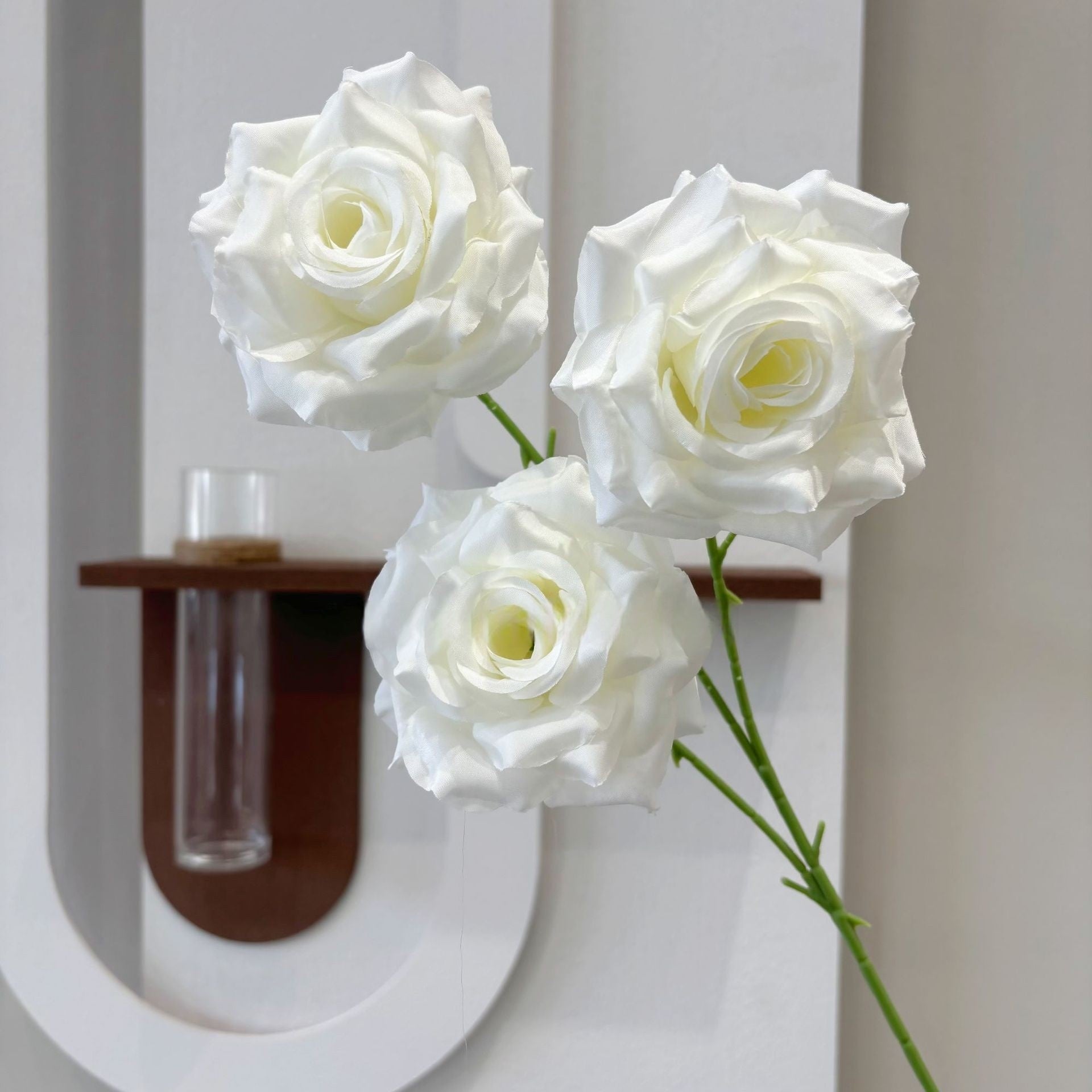 Three Head Diamond Rose Stem – Leafless Artificial Rose for Home Decor & Event Styling FS-1020