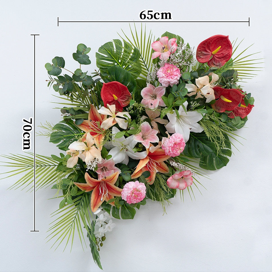ValarFlower Tropical Garden Artificial Floral Arrangement Set, Wedding Welcome Sign Flowers, Table Centerpiece & Event Backdrop Decor FA-348