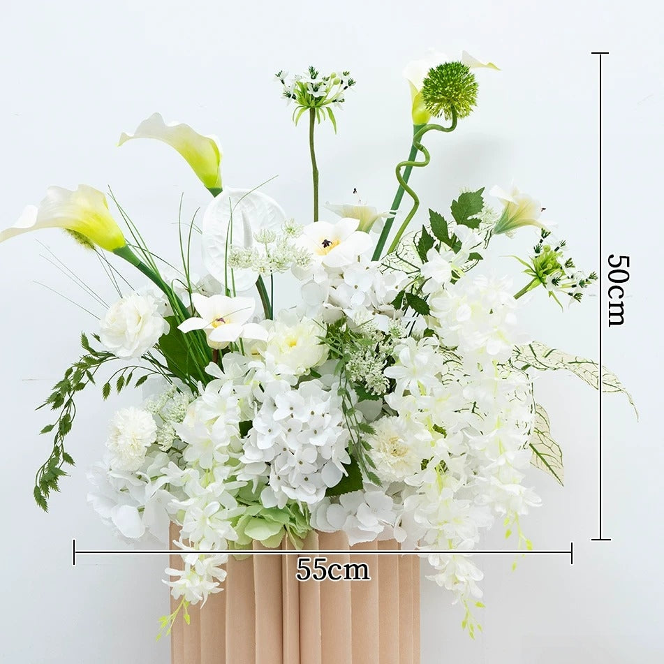 ValarFlower White Green Artificial Floral Installation Set, Elegant Wedding Ceremony Backdrop Decor FA-372
