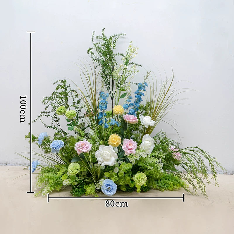 ValarFlower Pastel Wedding Flower Pillars, Artificial Garden Floral Arrangement Set for Ceremony Aisle Decor VA-422