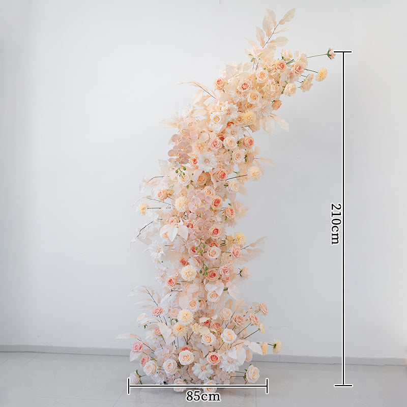 ホワイトローズのボタニカルホーンアーチ – ガーデンウェディングとフォトシュート用の人工花構造 VA-365
