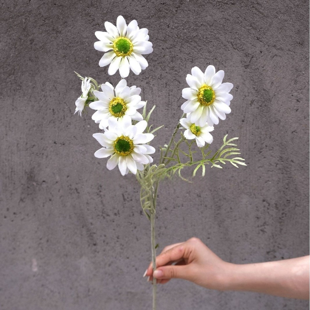 Valar Flower 6-Head Faux Daisies – Soft Touch Mini Summer Chrysanthemum for Cheerful Decor FS-1061