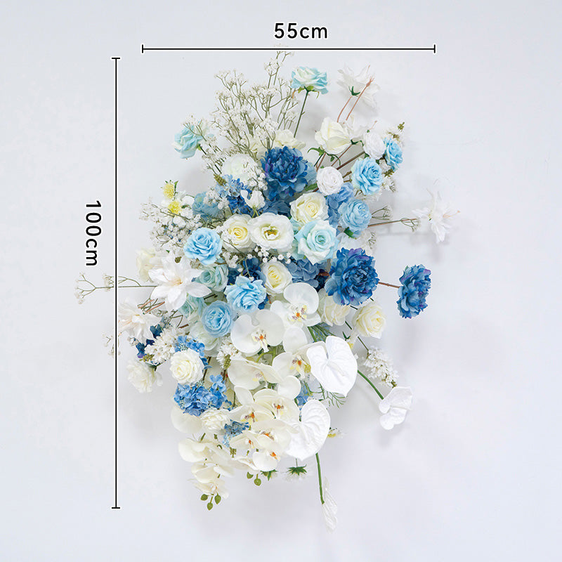 Combinación Floral Azul Tiffany y Blanco - Exhibición Floral Elegante para Área de Bienvenida de Boda FA-254