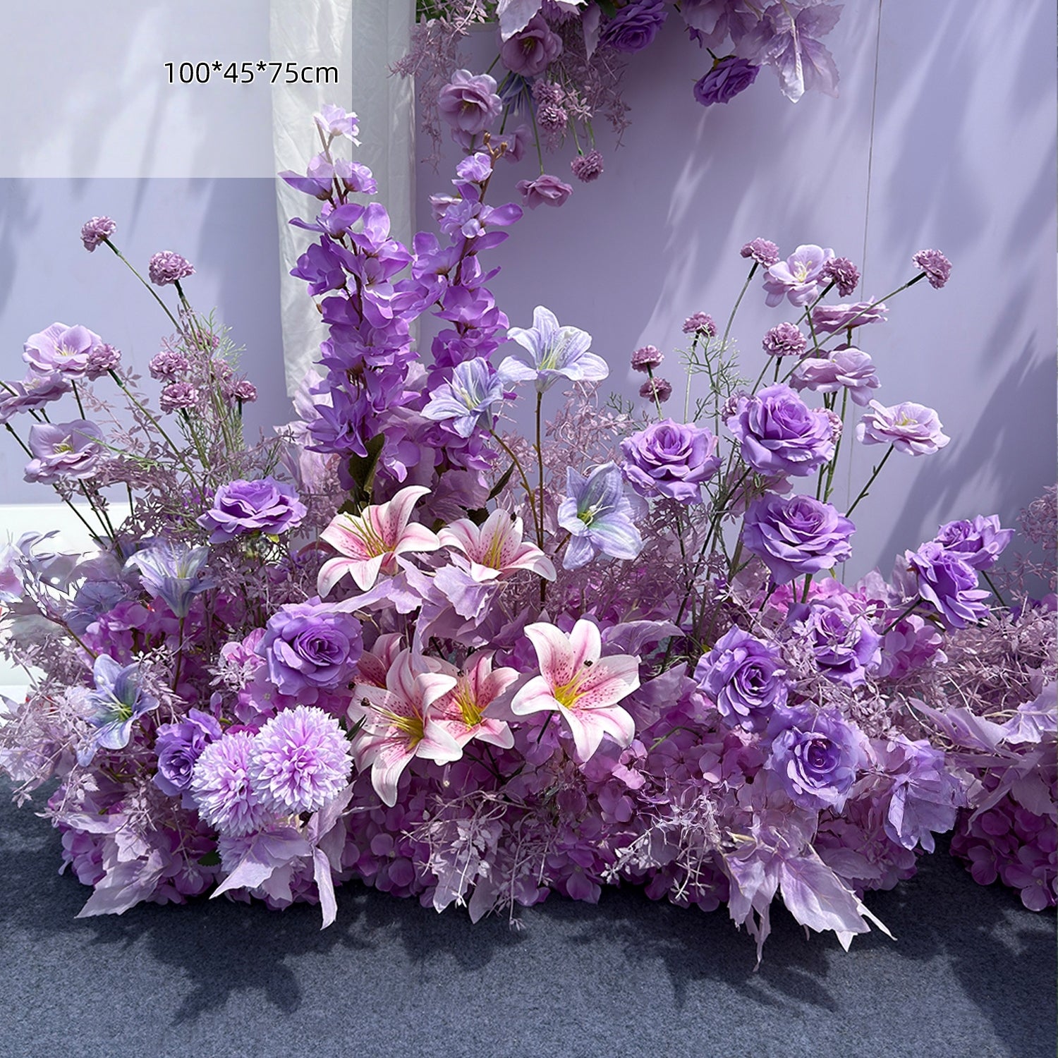 Valar Flower Pure Purple Lily Aisle Floral Runner — Faux Eucalyptus Wedding Pathway Decoration WF-121