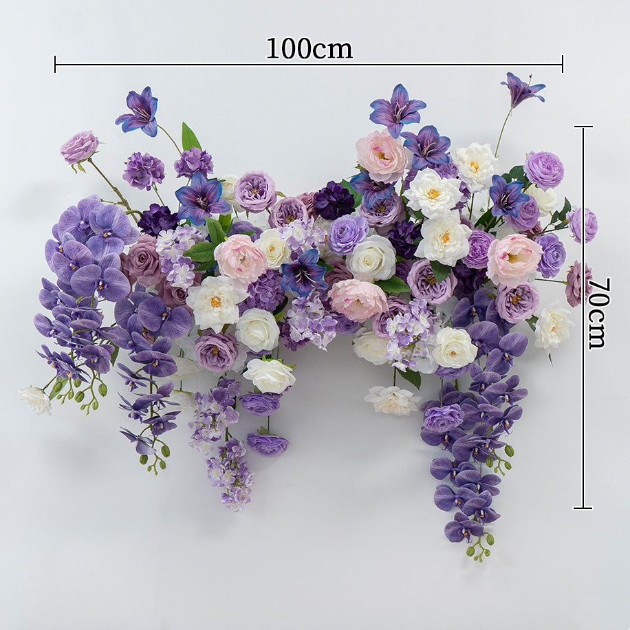 エレガントな青と白の花柄ウェディングアーチ、人工花のアレンジメント、セレモニーバックドロップ&イベント装飾 FA-211