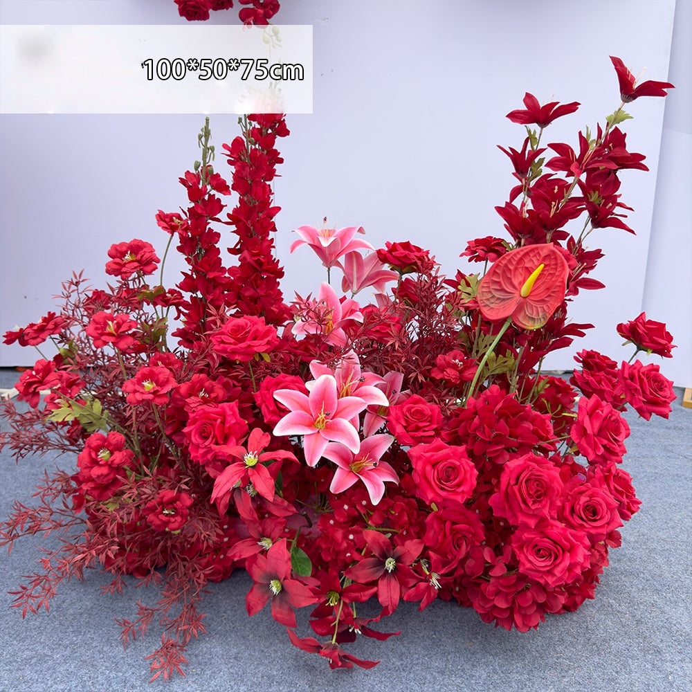 Valar Flower Bold Red Phalaenopsis Aisle Floral Runner — Artificial Wedding & Engagement Pathway Decor WF-110