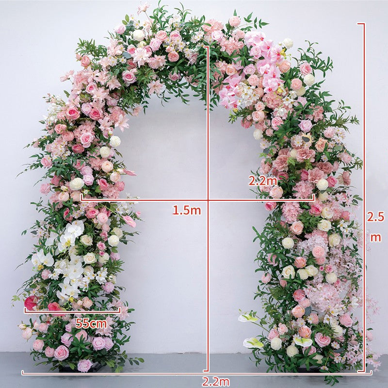Arco Floral Artificial Inspirado en el Arcoíris – Fondo de Boda Impactante con Bloques de Color Audaces VA-368