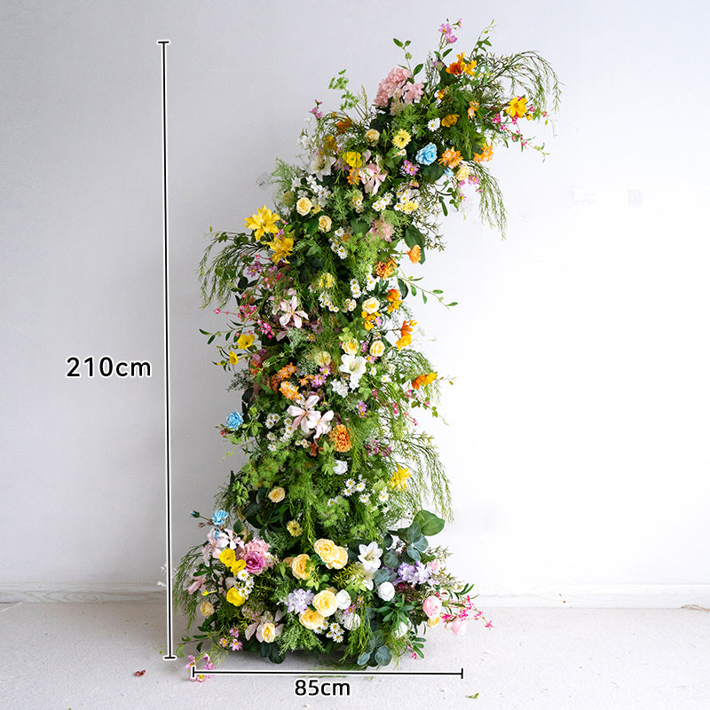 Arche florale élégante en forme de lune pour cérémonie de mariage - Arche de fleurs artificielles pour mariages, événements et occasions spéciales