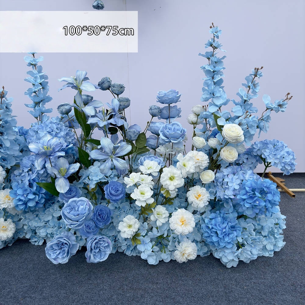 Valar Flower Sky Blue Phalaenopsis Aisle Floral Runner — Artificial Wedding Ceremony & Engagement Path Decor WF-109