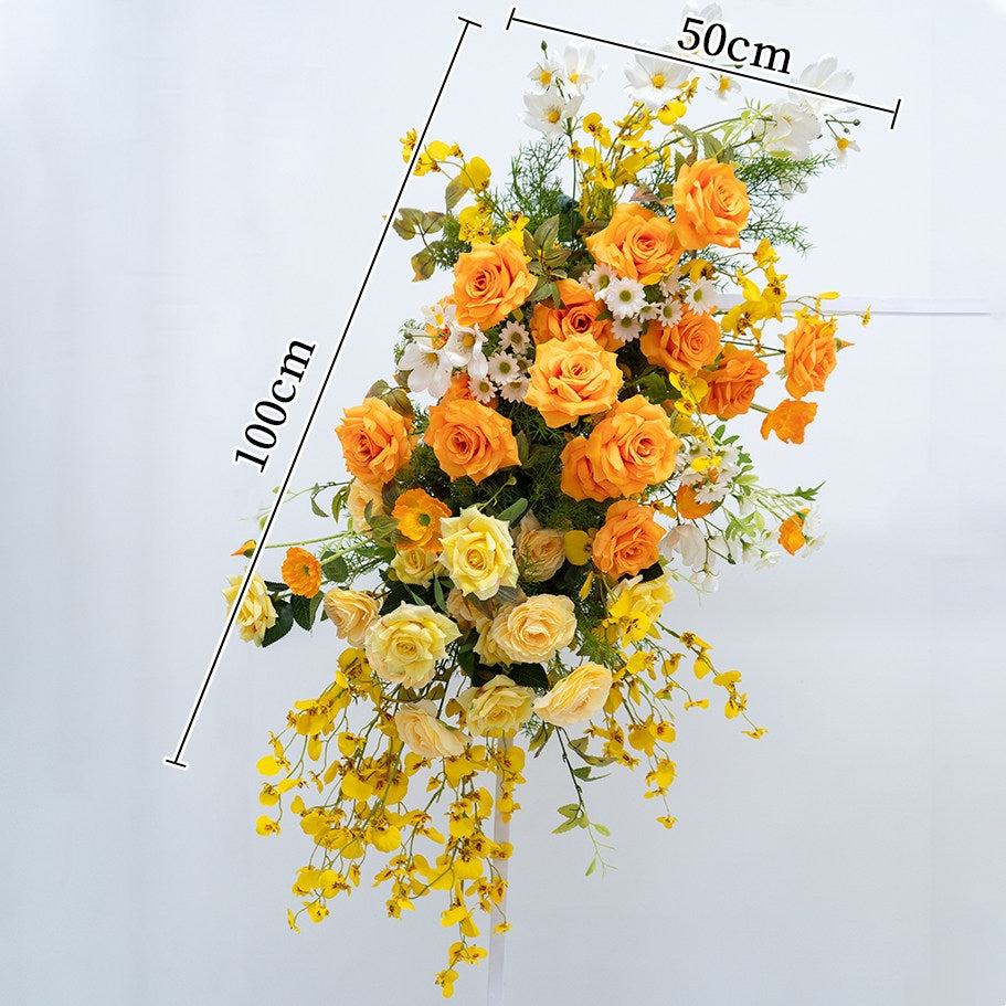 Valar Flower Fresh Yellow & Orange Faux Floral Arrangement Set for Wedding & Event Decor FA-319
