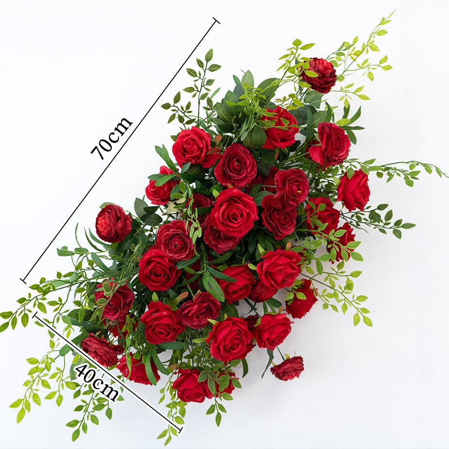 Valar Flower Classic Red Rose Faux Floral Arrangement Set for Wedding & Event Decor FA-318