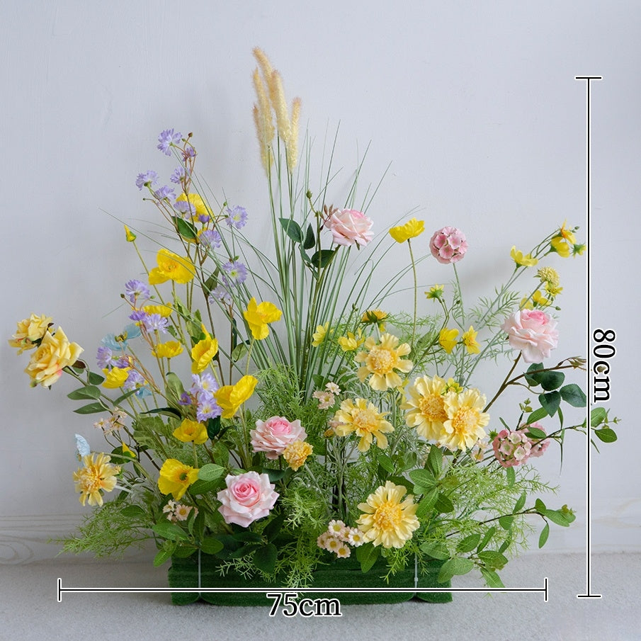 Pfirsich-weißes Kunstblumenarrangement – Romantisches Event-Tisch- und Schild-Styling-Set FA-263