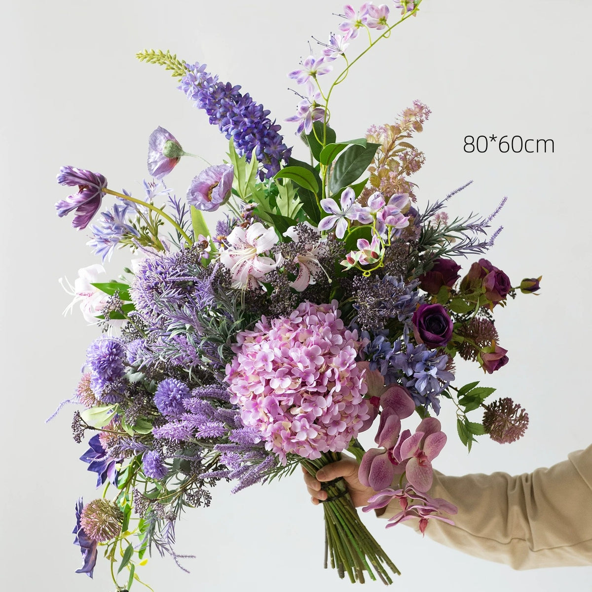 ValarFlower Purple Artificial Bridal Bouquet, Lavender Hydrangea Wedding Bouquet with Orchid and Wildflower Accents VB-271