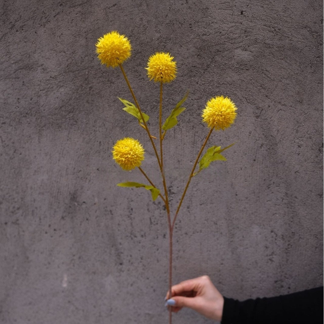 4-Head Allium Faux Flower – Modern Pom Pom Decorative Stem FS-1042