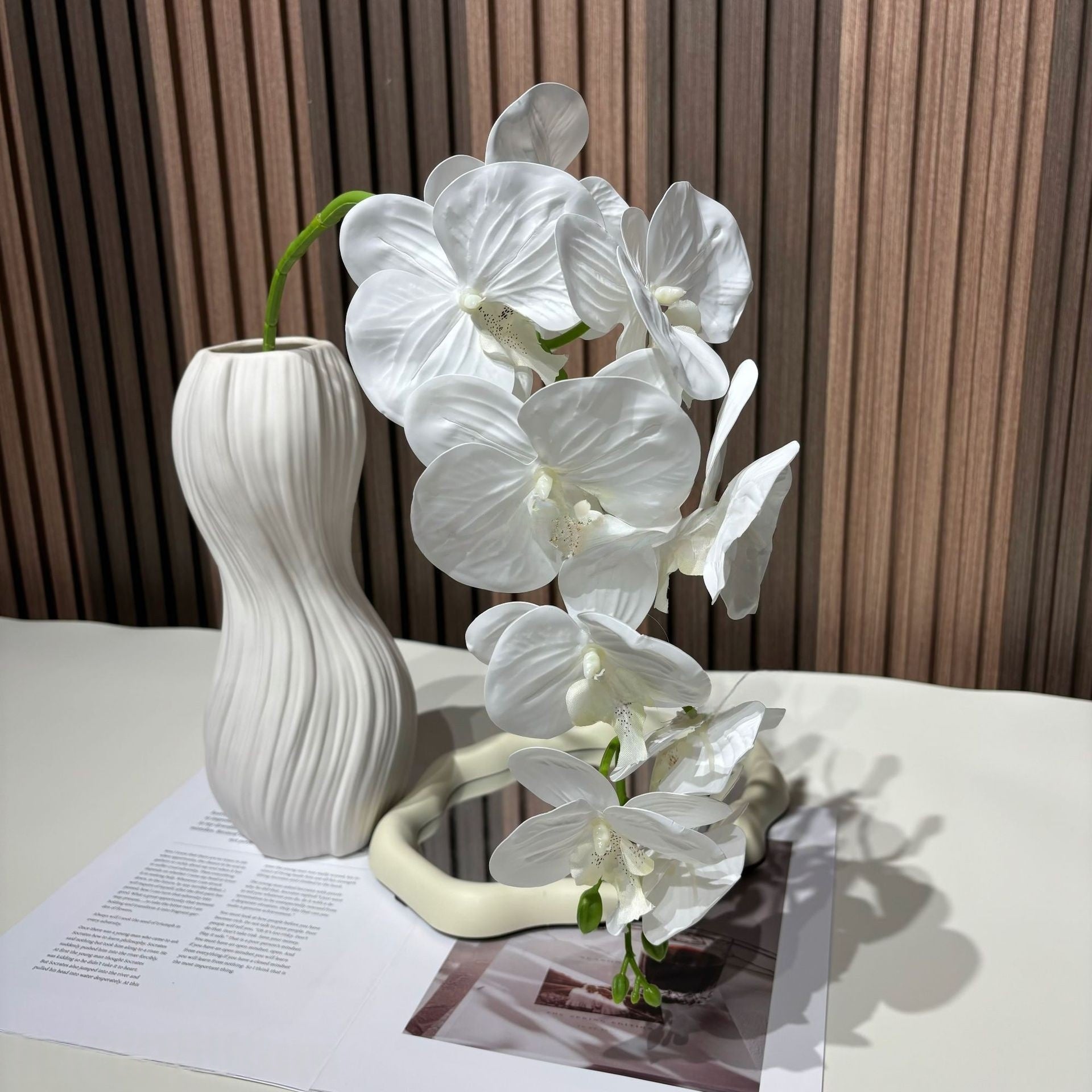 Valar Flower 3D Butterfly Orchid – 9 Heads of Realistic Faux Phalaenopsis for Elegant Home & Event Decor FS-1060