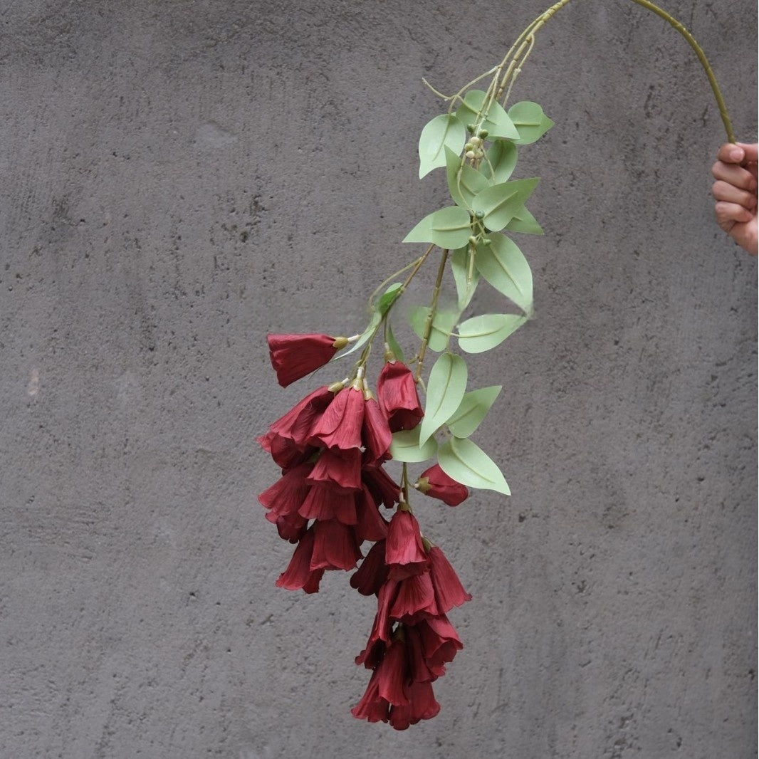 Burgundy Faux Flower Stem | Wine Red Single Bloom for Home Decor FS-1007A