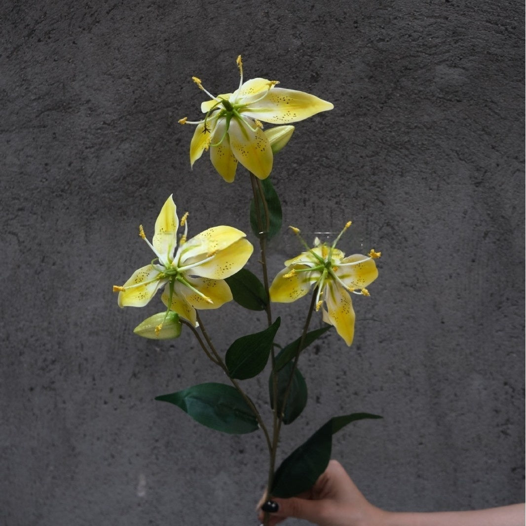 Artificial Fire Lily Stems by Valar Flower – 3-Head 3D Touch Realistic Gloriosa for Bouquets or Centerpieces FS-1069