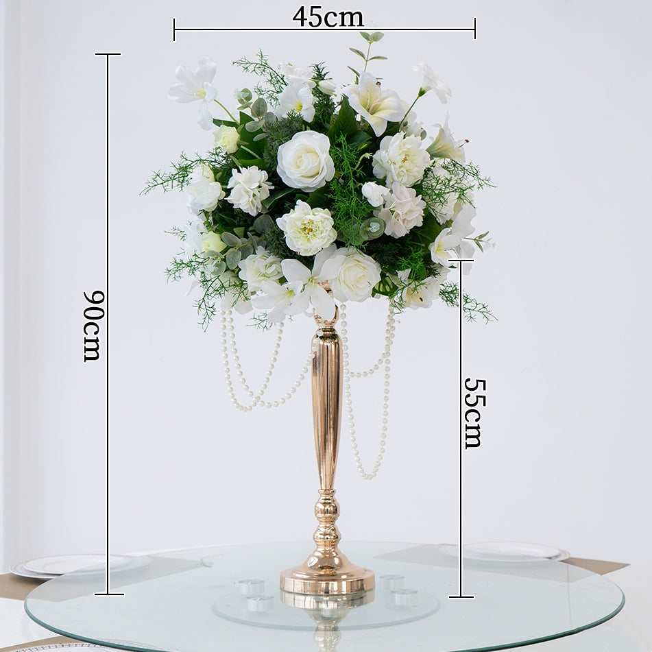 Valar Flower Luxury Tall Artificial Flower Centerpieces with Gold Stand for Wedding Reception, Banquet & Event Decor TF-117