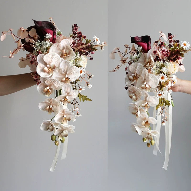 Elegantes Blumenstrauß-Arrangement mit Herbstmotiv | Luxuriöse Kunstblumen für Hochzeiten und Inneneinrichtung VB-113 (ohne Vase)