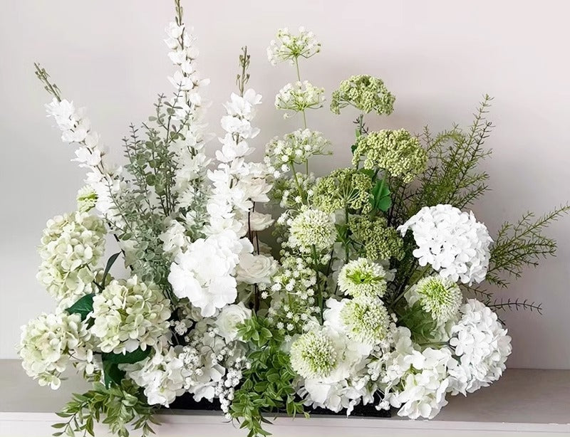 Configuración de flores artificiales inspiradas en la primavera – Conjunto de flores artificiales azules y amarillas para eventos FA-264