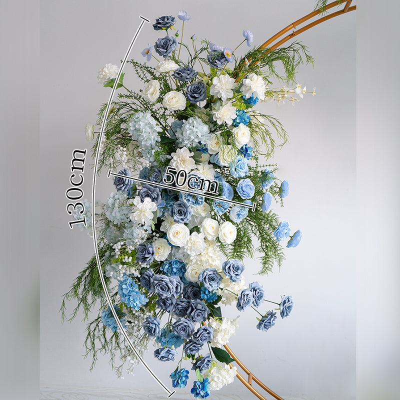 Arche florale élégante en forme de lune pour cérémonie de mariage - Arche de fleurs artificielles pour mariages, événements et occasions spéciales