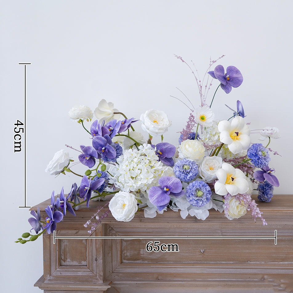 Pfirsich-weißes Kunstblumenarrangement – Romantisches Event-Tisch- und Schild-Styling-Set FA-263