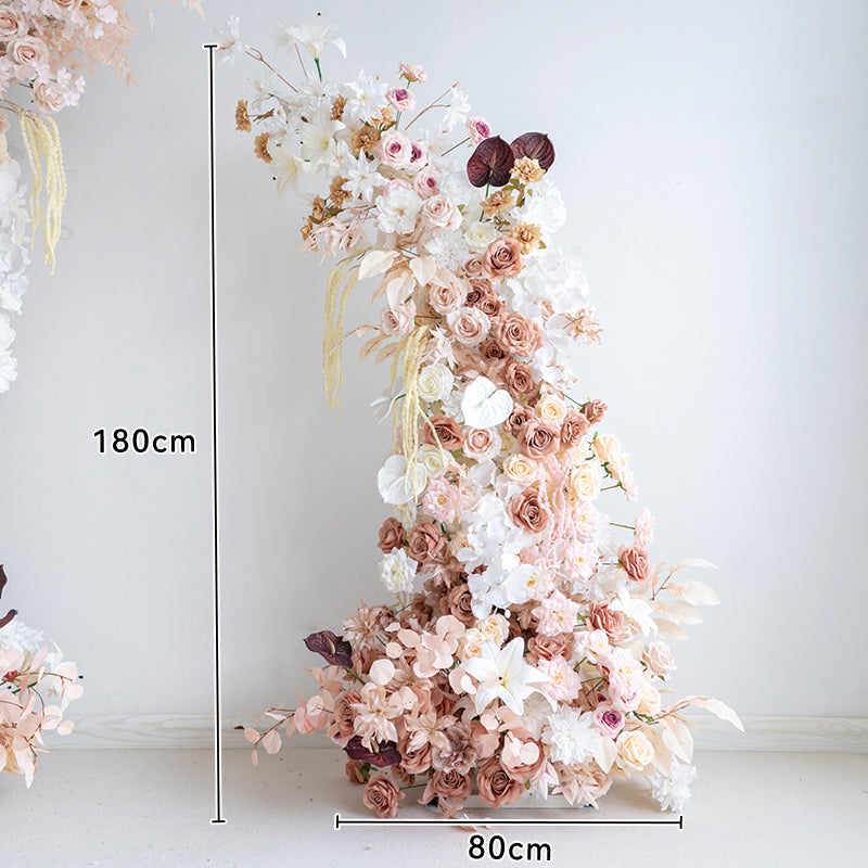 Arche florale élégante en forme de lune pour cérémonie de mariage - Arche de fleurs artificielles pour mariages, événements et occasions spéciales