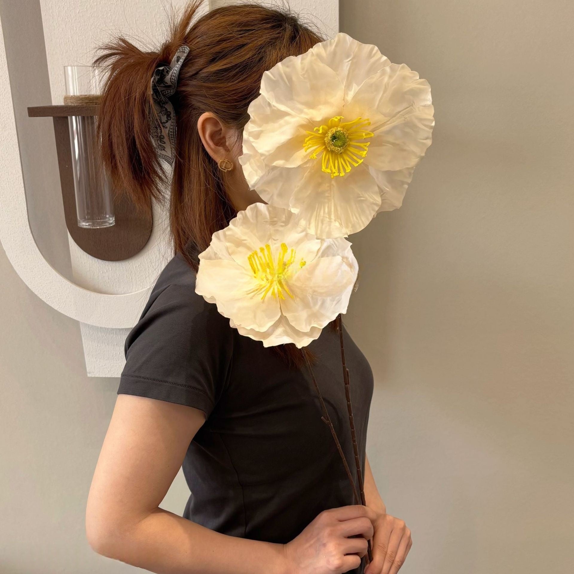 2 Head Artificial Poppy Flower Stem – Faux Icelandic Poppy for Home Decor & Floral Styling FS-1021