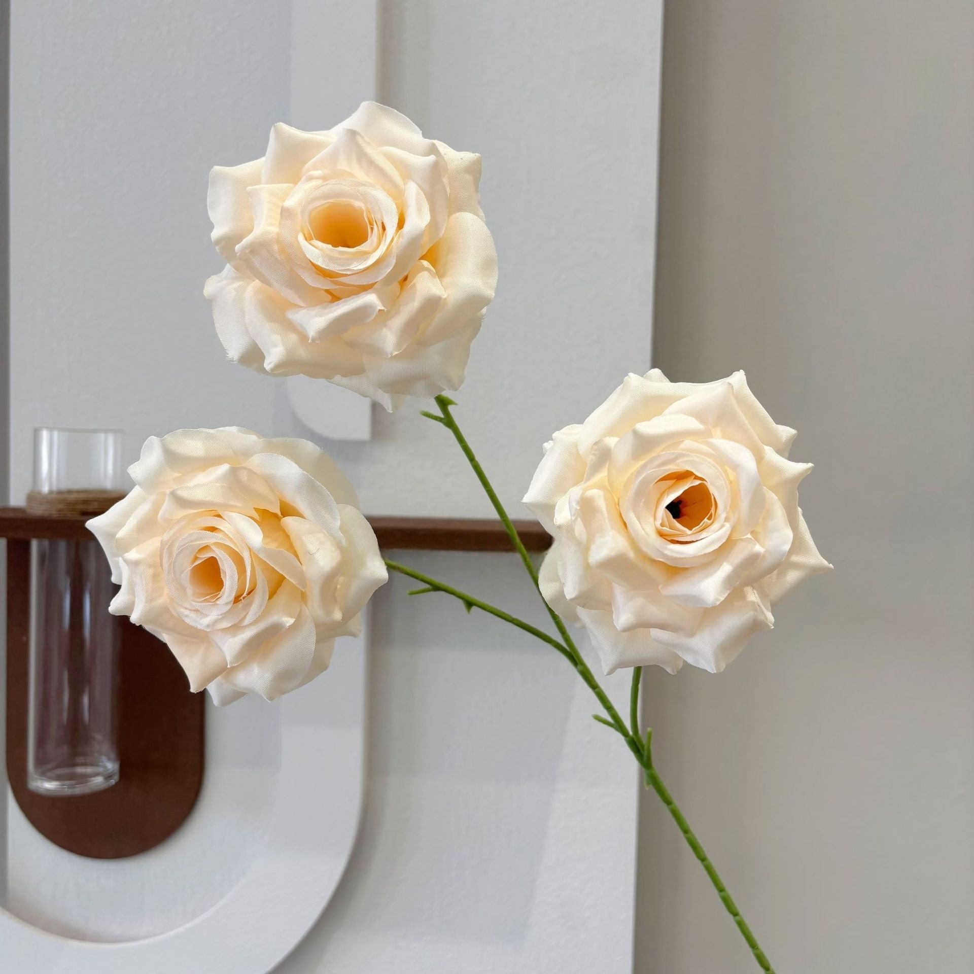 Three Head Diamond Rose Stem – Leafless Artificial Rose for Home Decor & Event Styling FS-1020