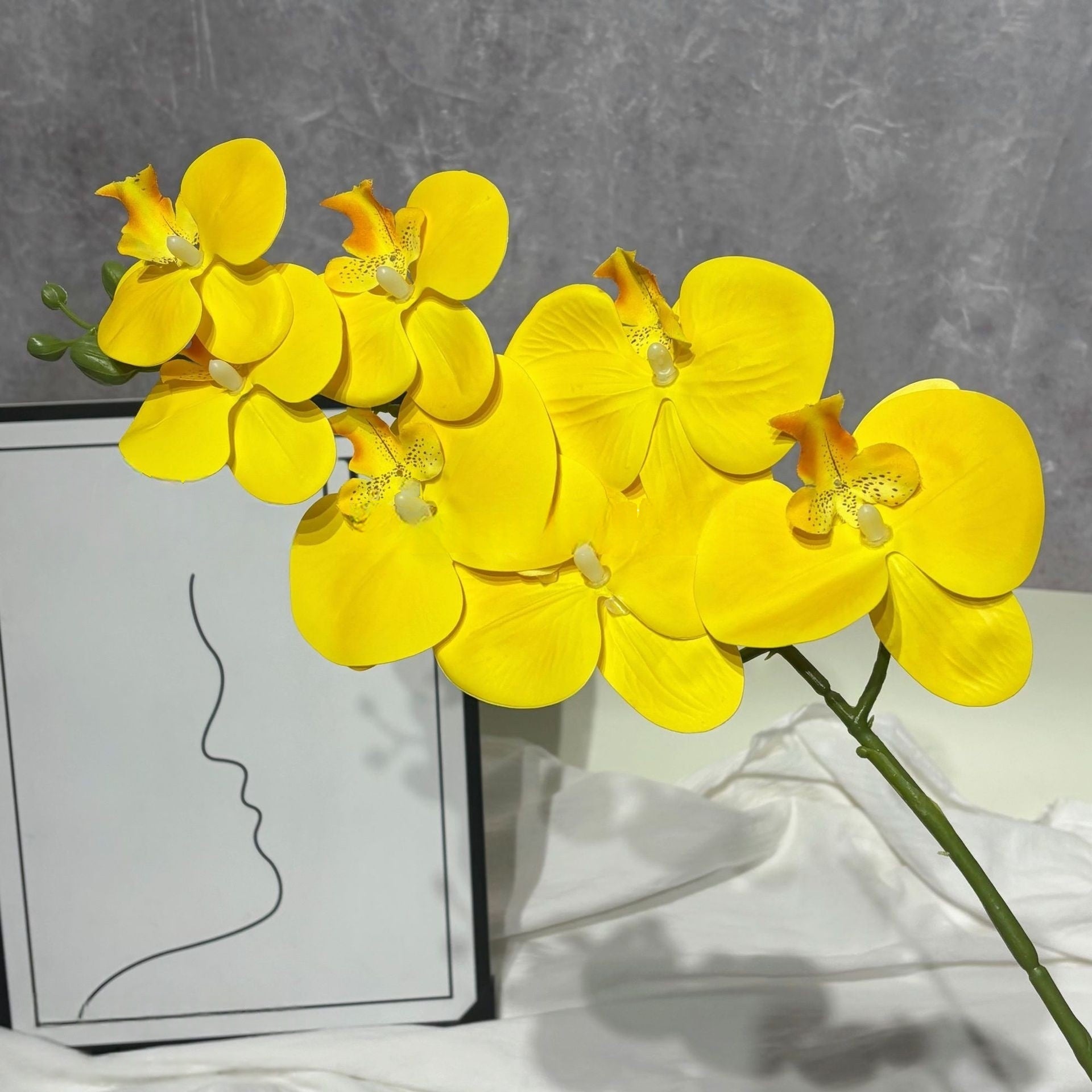 3D Artificial Phalaenopsis Orchid – 7-Head Real Touch Latex Stem for Home & Event Decor FS-1048