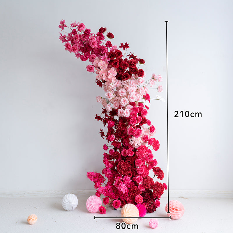Valar Ombre Pink Horn Arch, Artificial Floral Backdrop, Romantic Proposal & Wedding Ceremony Decor, Elegant Event Photography Prop VA-342