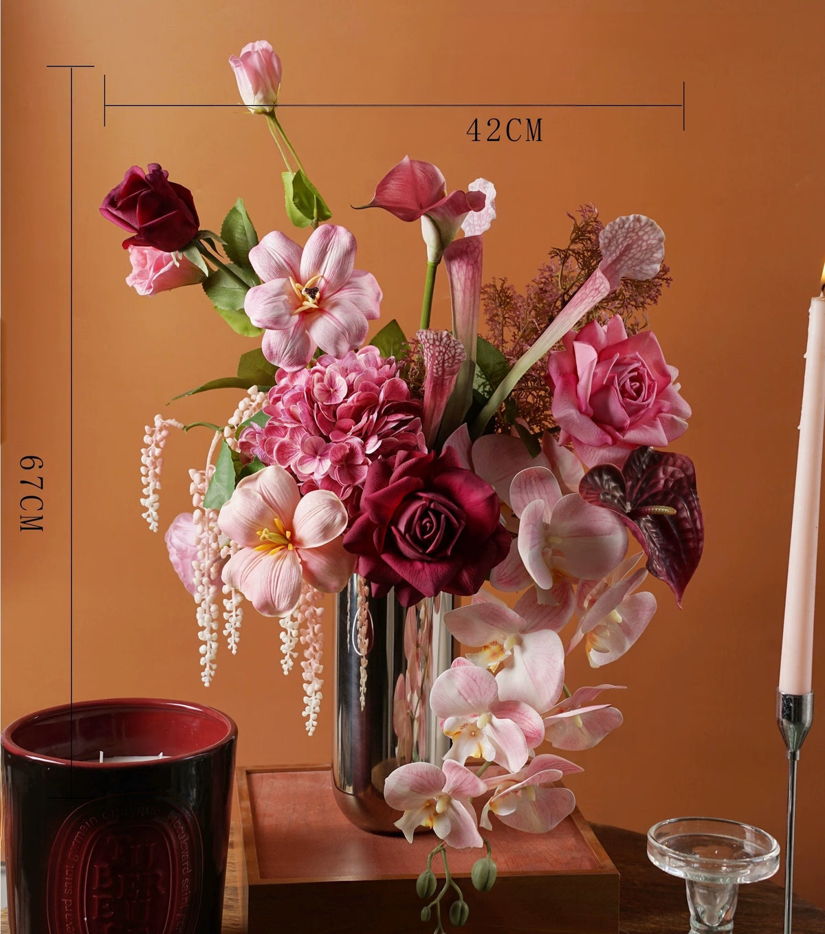 Elegantes Blumenstrauß-Arrangement mit Herbstmotiv | Luxuriöse Kunstblumen für Hochzeiten und Inneneinrichtung VB-113 (ohne Vase)