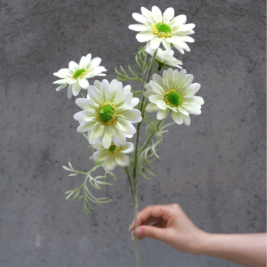 Valar Flower 6-Head Faux Daisies – Soft Touch Mini Summer Chrysanthemum for Cheerful Decor FS-1061