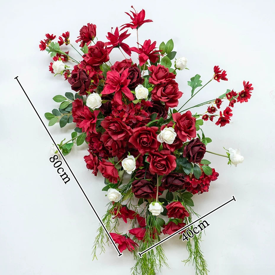 ValarFlower Burgundy Red Wedding Flowers, Artificial Floral Arrangement Set for Ceremony Decor FA-380