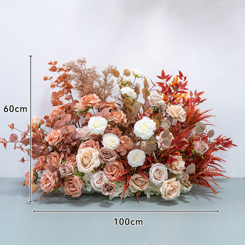 Rust Rose Artificial Flower Decor – Boho Fall Wedding Welcome & Centerpiece Arrangement FA-259