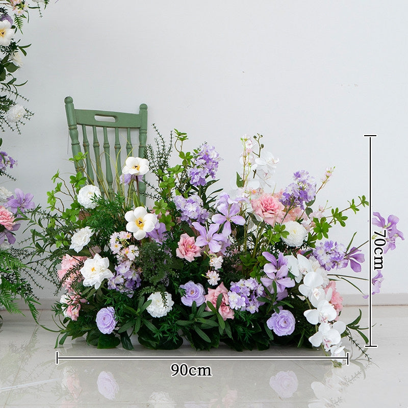 ValarFlower Pastel Pink Purple Artificial Floral Arch Arrangement, Wedding Ceremony Backdrop, Aisle Ground Flower & Sweetheart Table Decor VA-405