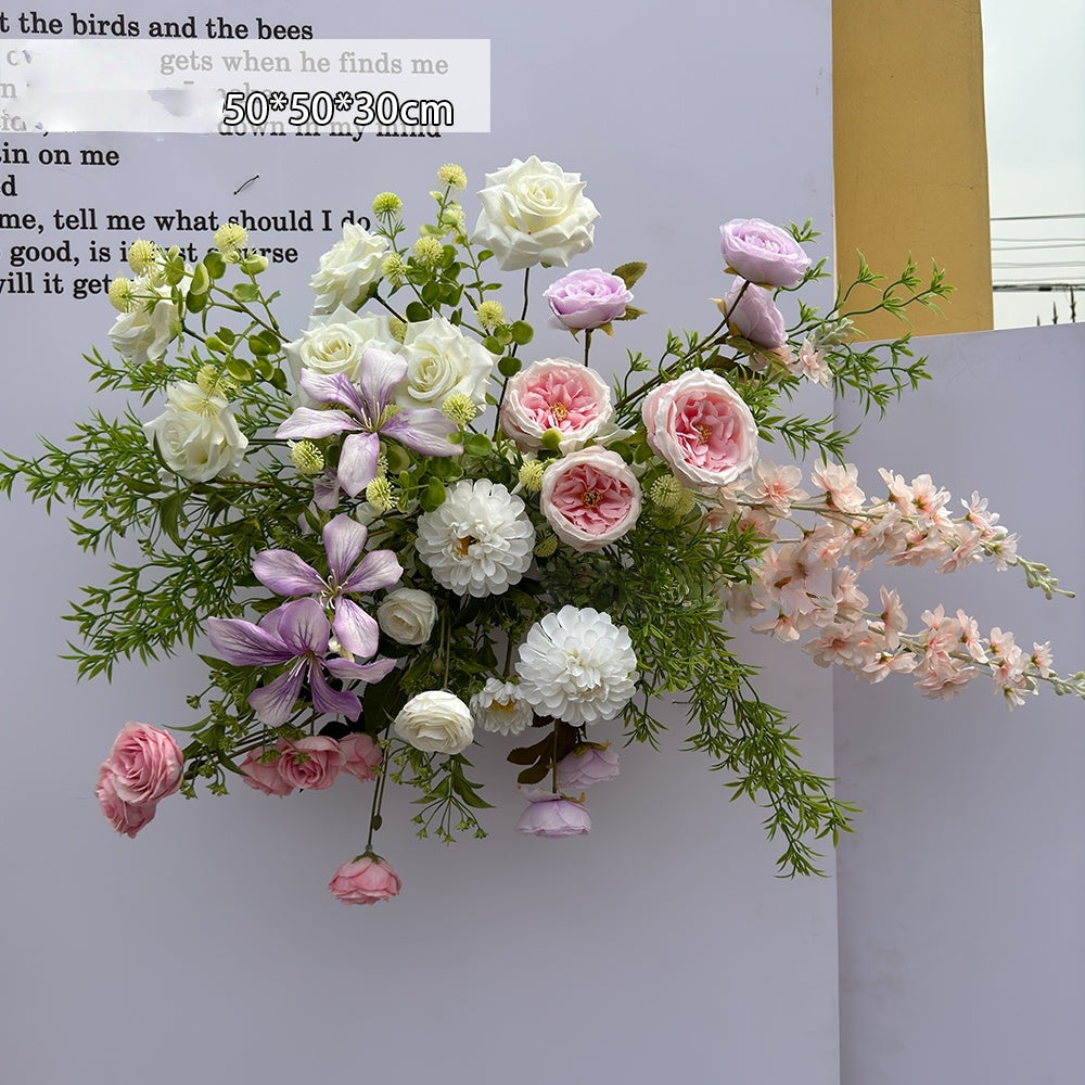 Valar Flower Whimsical Garden-Style Aisle Floral Runner with Phalaenopsis — Artificial Wedding Ceremony & Engagement Decor Set WF-107