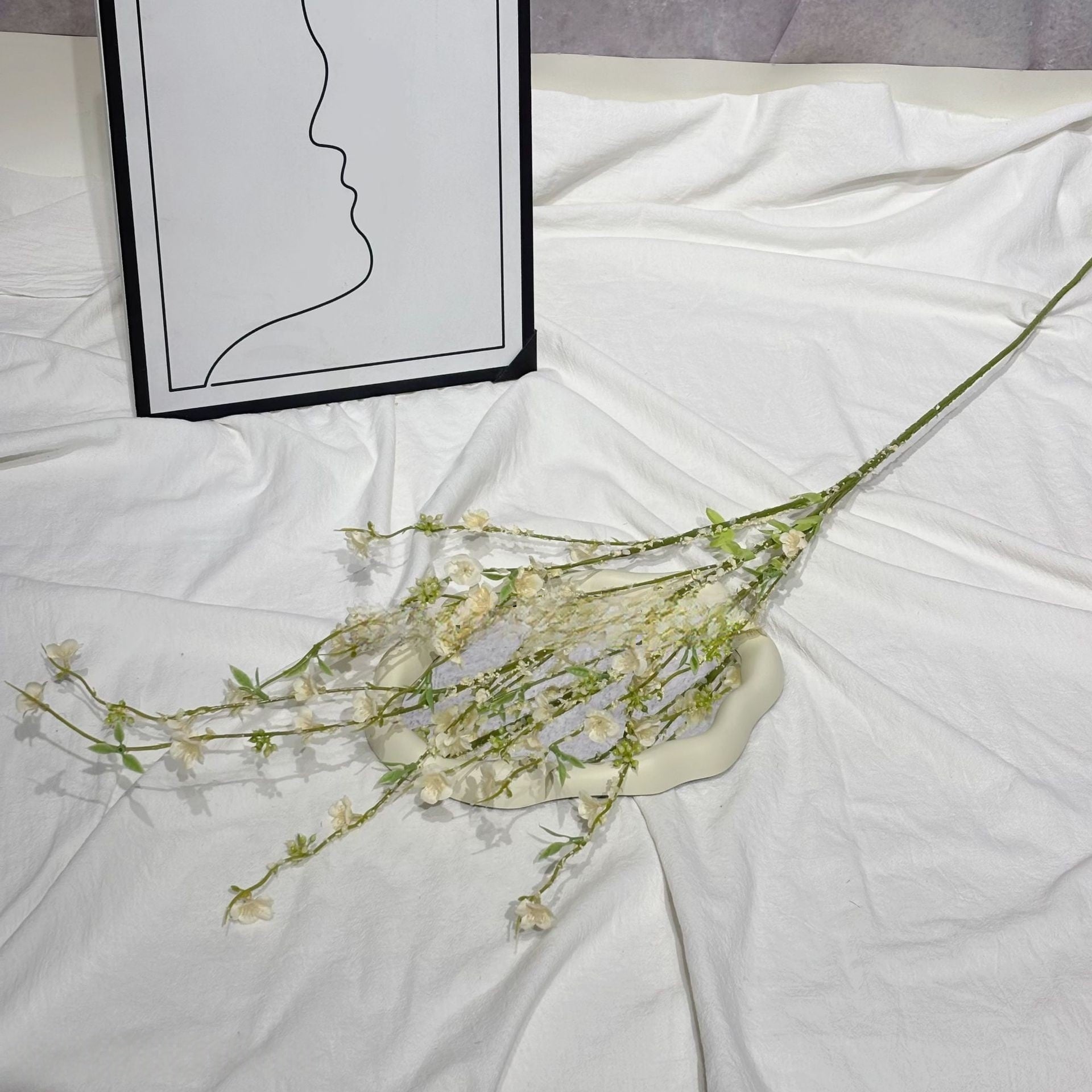 Faux Mini Blossom Willow Stem – Whimsical Snowy Bloom for Floral Arrangements FS-1051