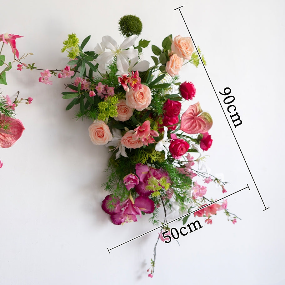 Pink & Fuchsia Faux Flower Arrangement – Vibrant Wedding Welcome Sign & Table Styling Set FA-271