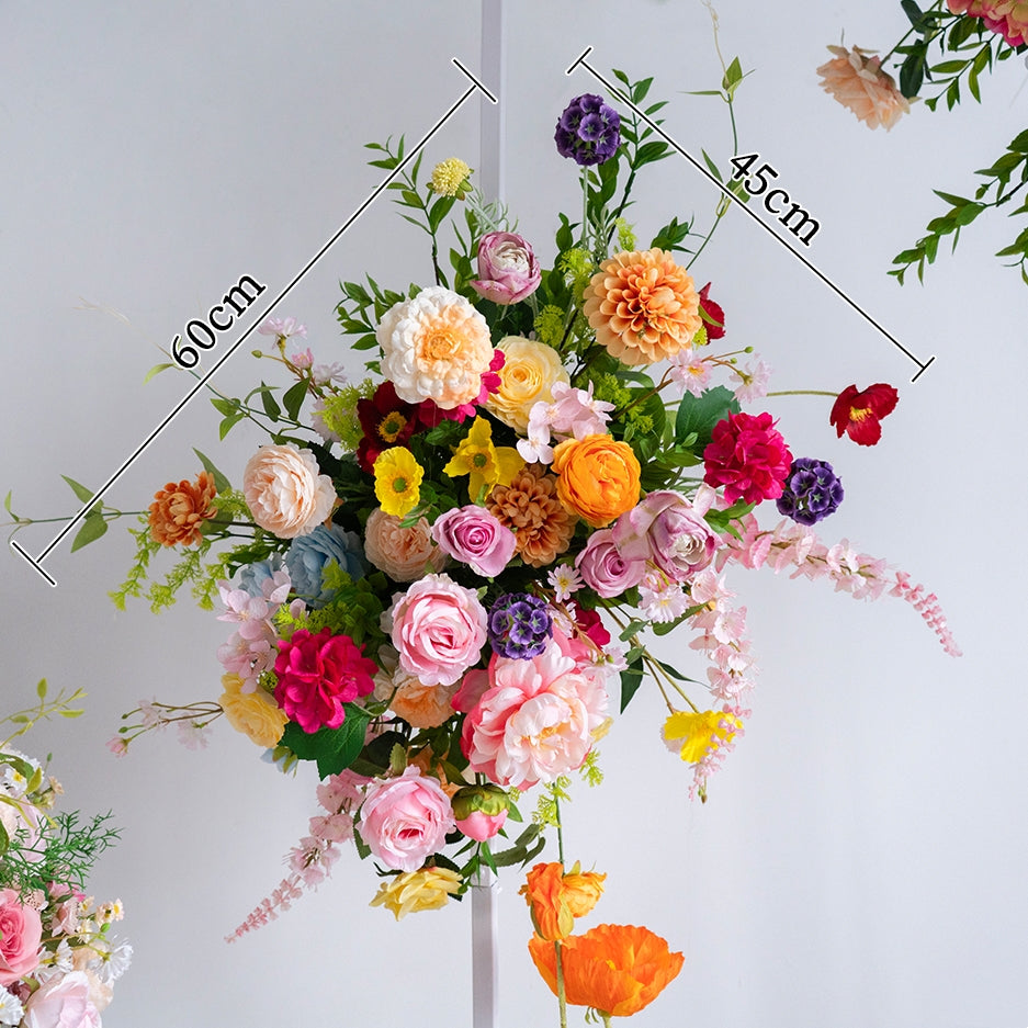 Buntes Kunstblumen-Set – Freistehende Kunstblumeninstallation für Hochzeits- und Eventdekoration FA-243