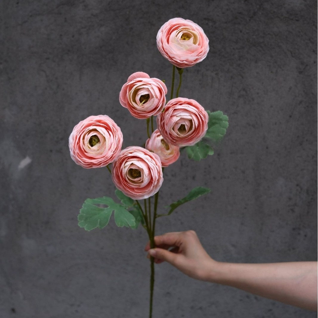 6-Head Dreamy Ranunculus Artificial Flower – Lifelike Bloom for Wedding & Decor FS-1043