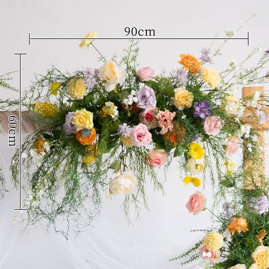 Pfirsich- und weiße Rosen-Hochzeitsbogen und -Mittelstücke, künstliche Blumen-Hochzeitsdekoration, Brautparty-Dekor FA-203