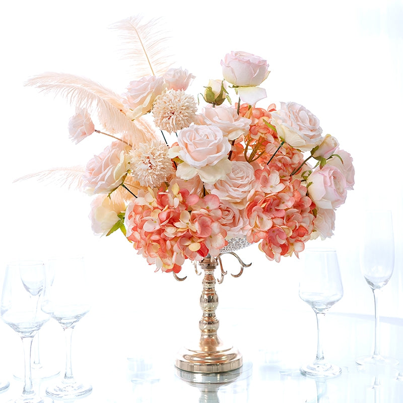 Elegant Floral Ball Table Centerpiece for Weddings and Events With Feathers TF-104