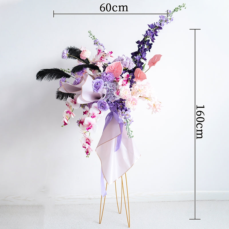 Camino de mesa floral en púrpura y lavanda para bodas, arreglo de flores artificiales, decoración para recepción y exhibición de eventos FA-225
