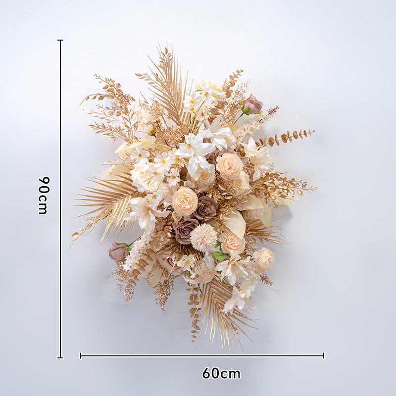 Champagne Beige and Gold Artificial Flower Set – Boho Chic Floral Installation for Weddings & Showers FA-258