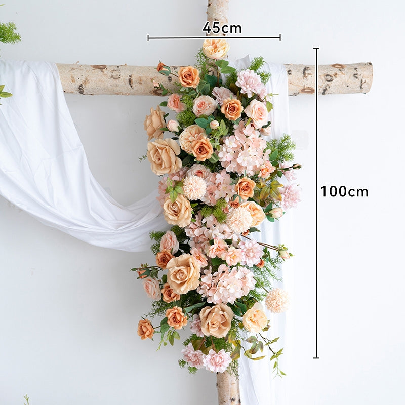 Champagne Beige Artificial Flower Arch – Romantic Wedding Backdrop for Outdoor or Indoor Ceremonies FA-249