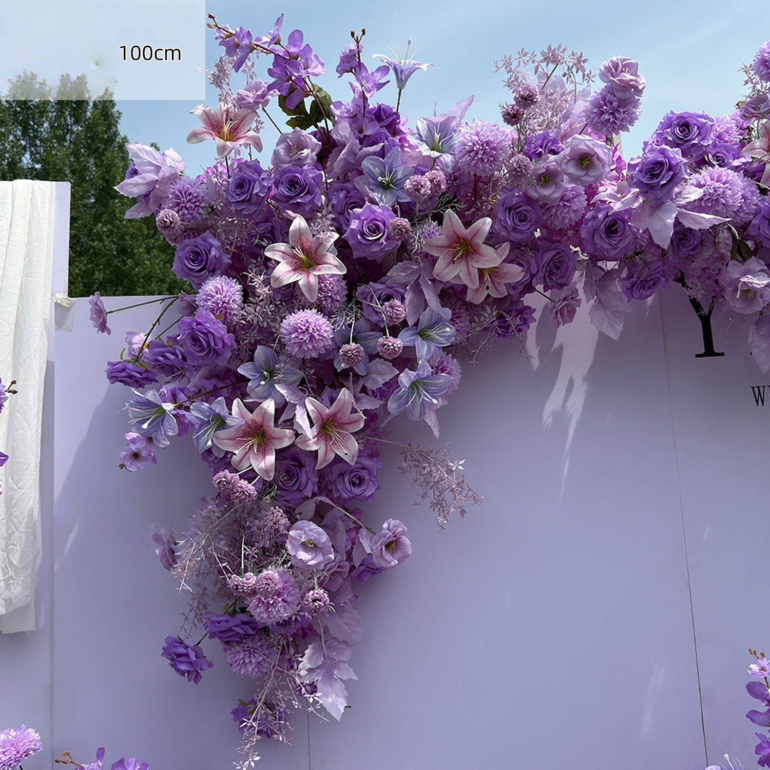 Valar Flower Pure Purple Lily Aisle Floral Runner — Faux Eucalyptus Wedding Pathway Decoration WF-121