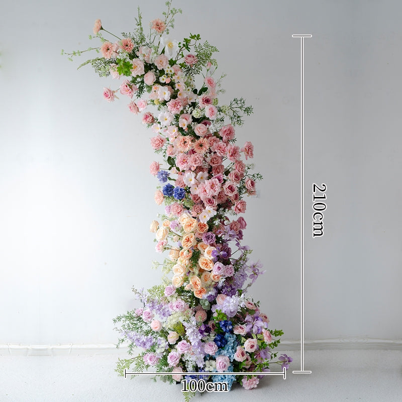 Arche florale élégante en forme de lune pour cérémonie de mariage - Arche de fleurs artificielles pour mariages, événements et occasions spéciales