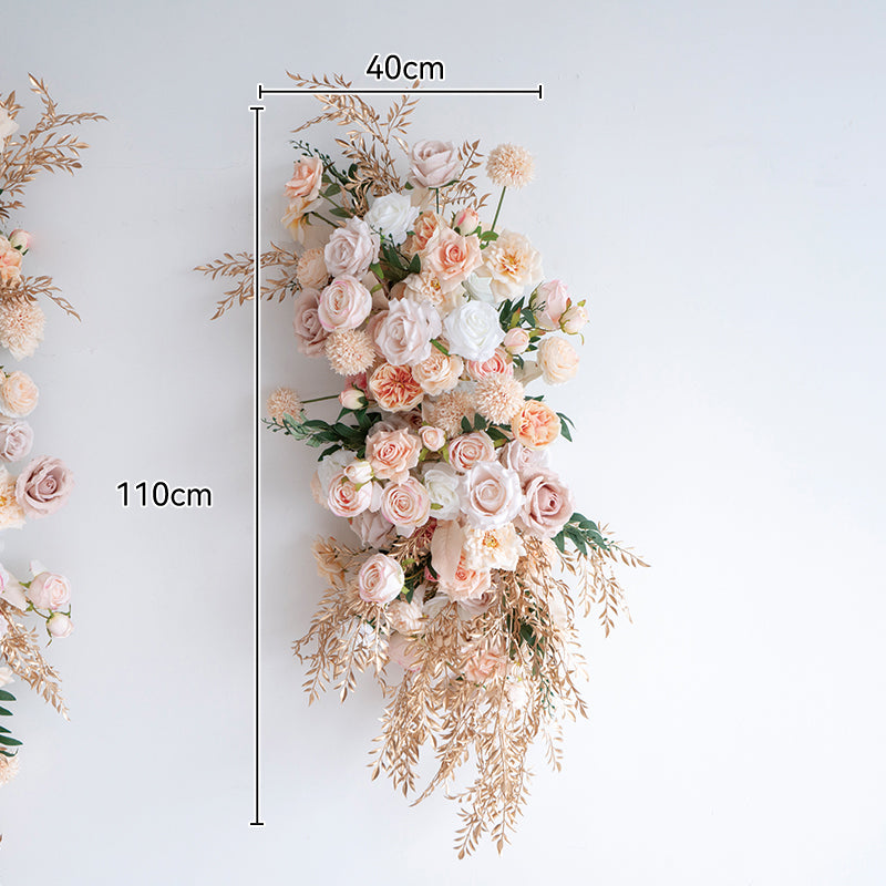 Champagne Gold Artificial Flower Set – Elegant Faux Floral Decor for Wedding Welcome Area and Photo Backdrop FA-252