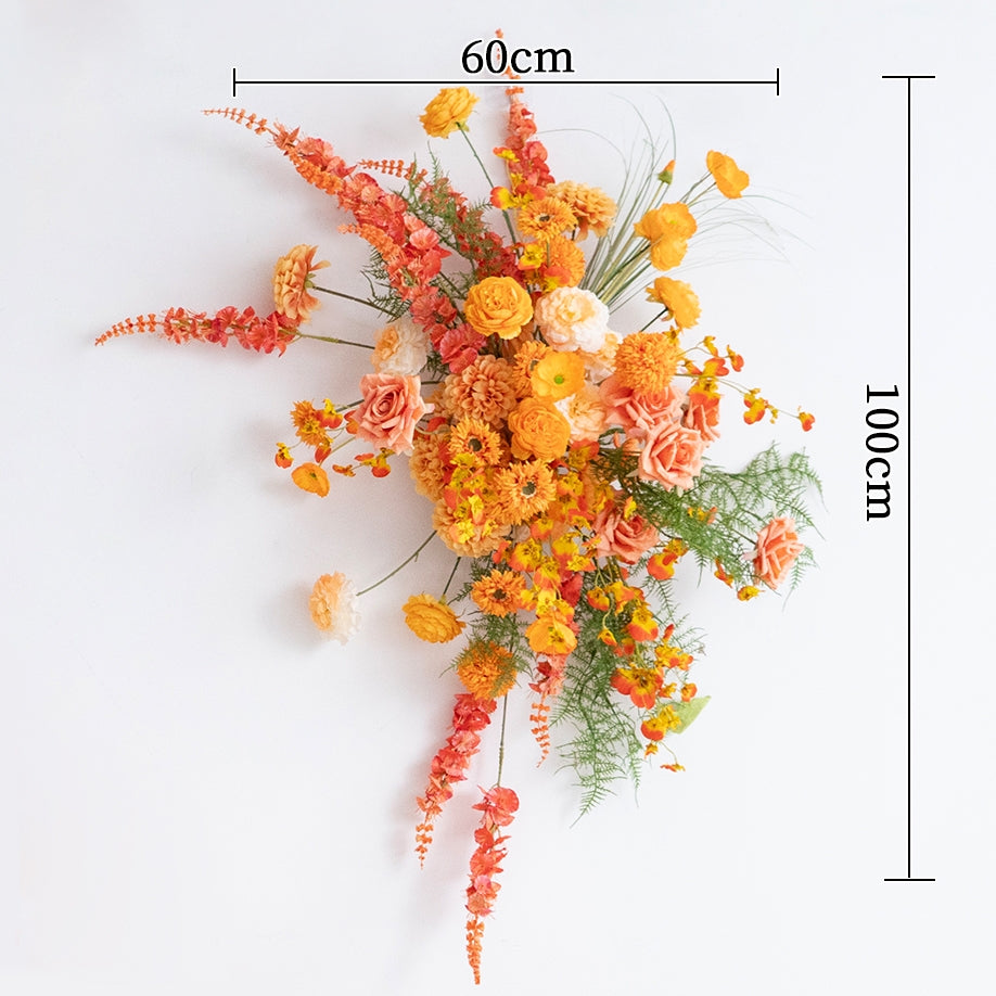 Sunset Orange Artificial Flower Display Set – Wedding or Event Welcome Area Decoration FA-245